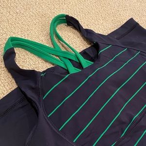 Lululemon navy and green stripe tank bra